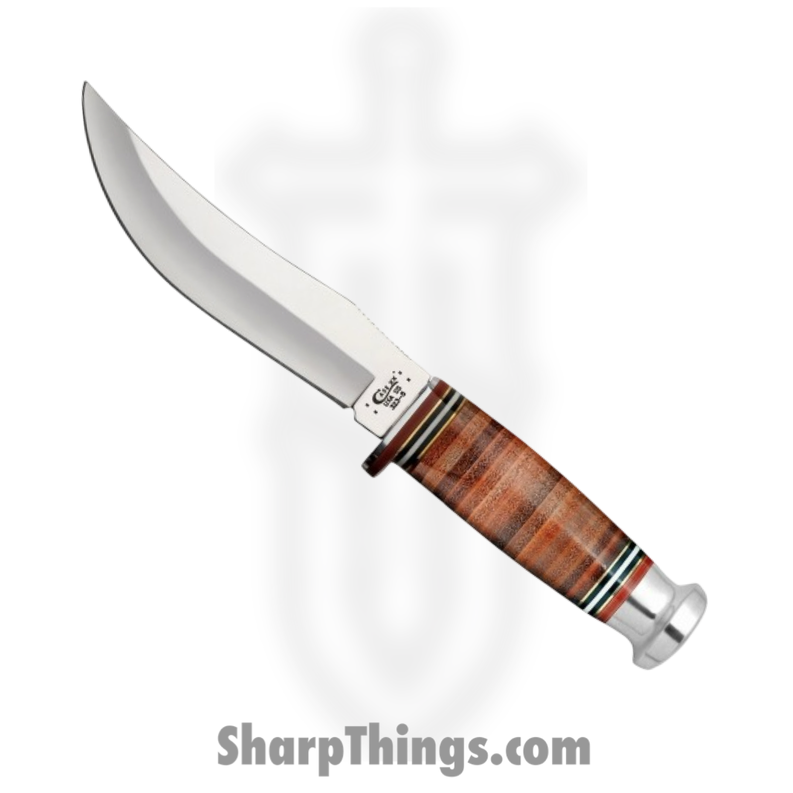 Case Cutlery - CA10342 - Mushroom Cap Hunter - Fixed Blade Knife - Tru-Sharp Stainless Polished Clip Point - Stacked Leather - Brown