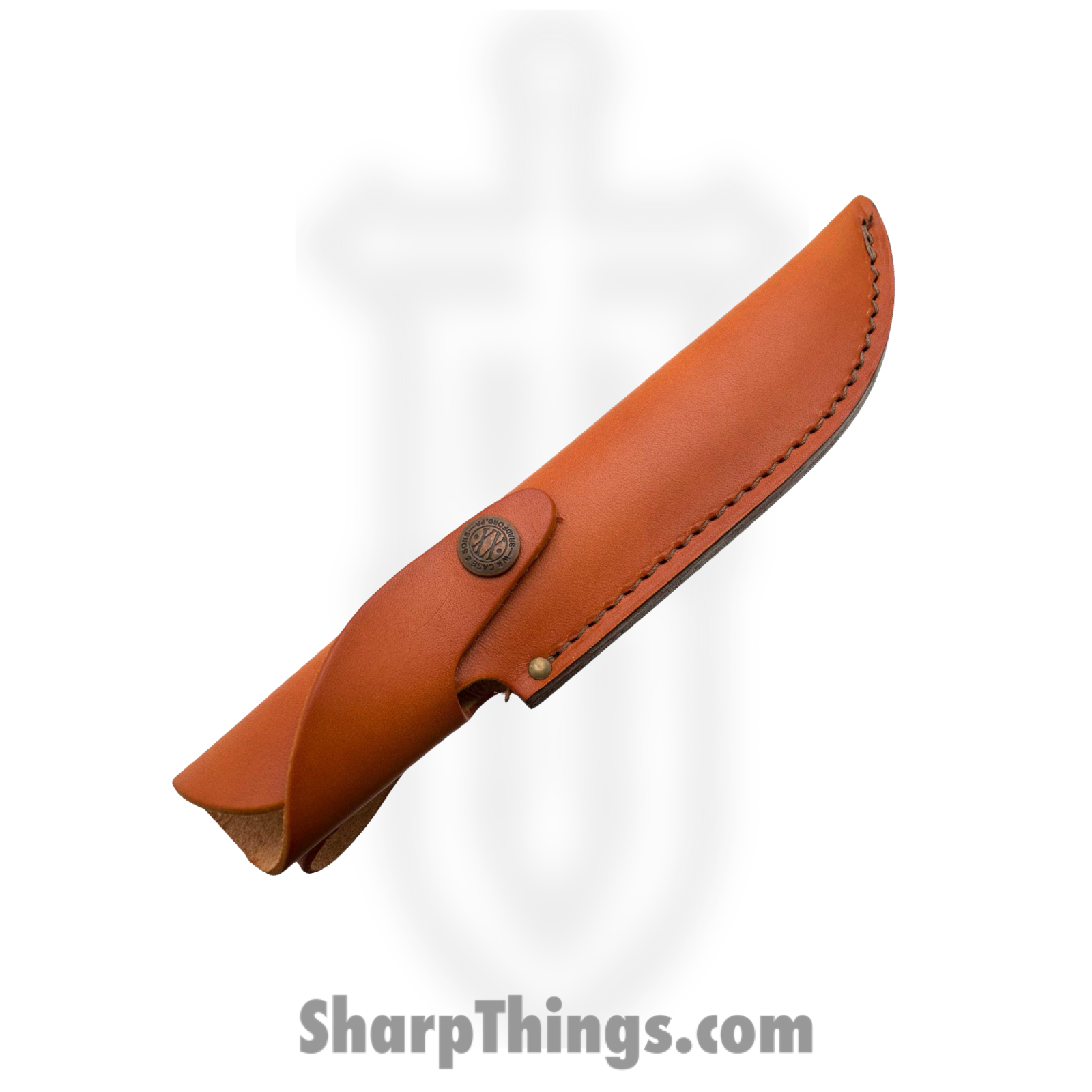 Case Cutlery - CA10342 - Mushroom Cap Hunter - Fixed Blade Knife - Tru-Sharp Stainless Polished Clip Point - Stacked Leather - Brown - Image 2