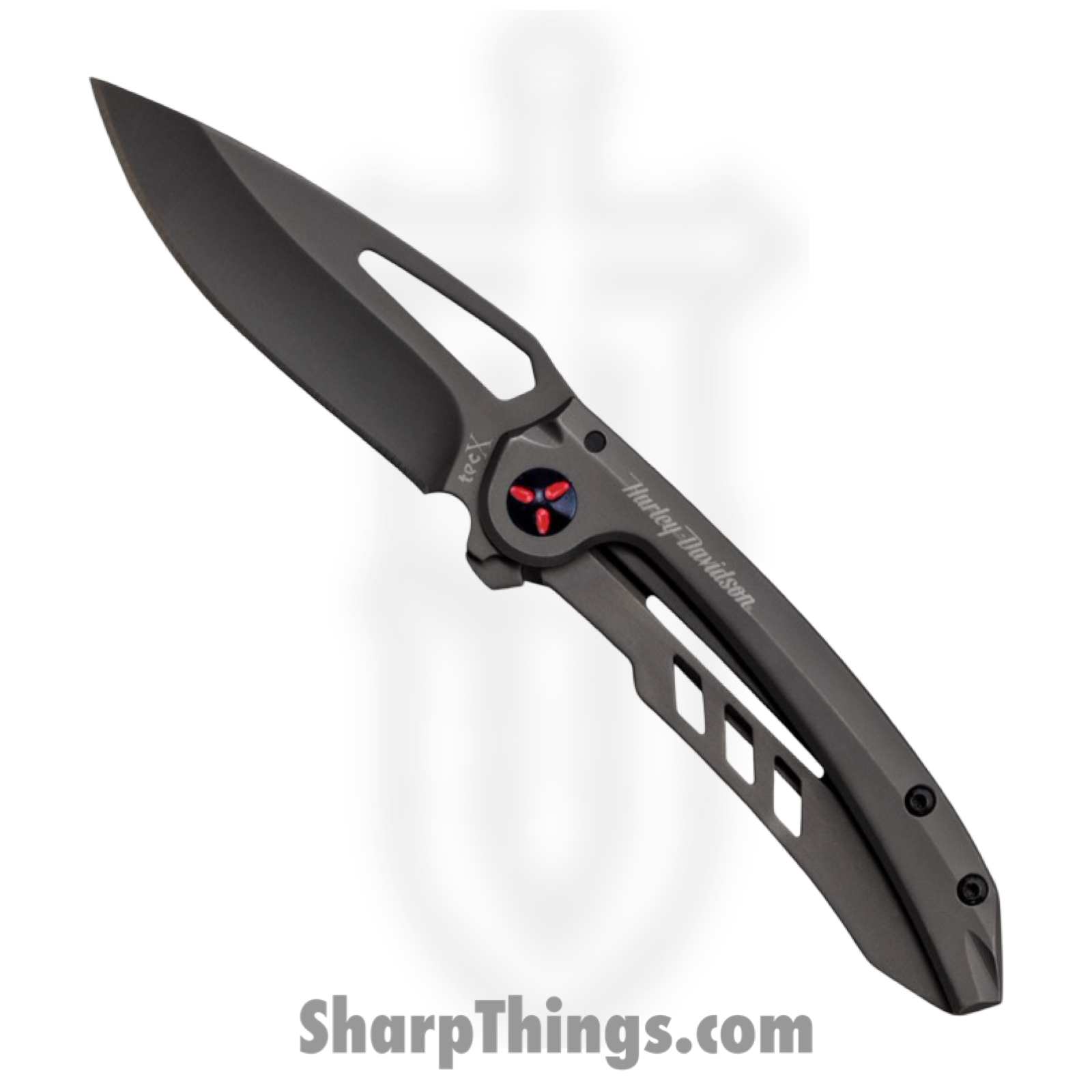 Case Cutlery - CA52163 - Harley Tec X - Folding Knife - Stainless Coated Drop Point - Stainless - Gray