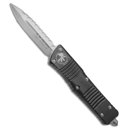 Microtech – 142-12 – Black Combat Troodon Double Edge Full Serrated Auto Knife