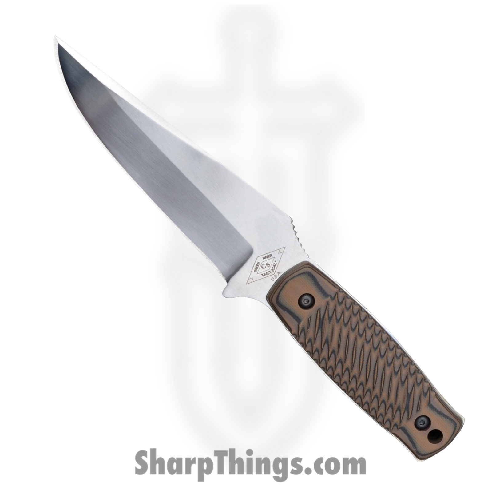 CS Green River Tactical - 40404HB-1 - Predator - Fixed Blade Knife - D2 Satin Clip Point - G10 - Hyena Brown