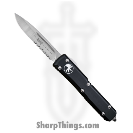 Microtech – 121-5 – Ultratech – OTF Auto – M390, 204P, Elmax, or XHP Satin Drop Point P/S – Aluminum – Black