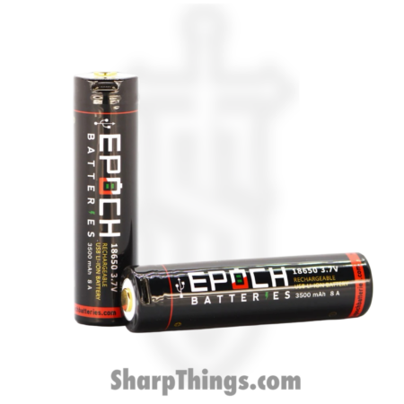 Epoch – 18650-35-PUSB – 18650 3500mAh 8A USB Rechargeable Protected Battery – Black