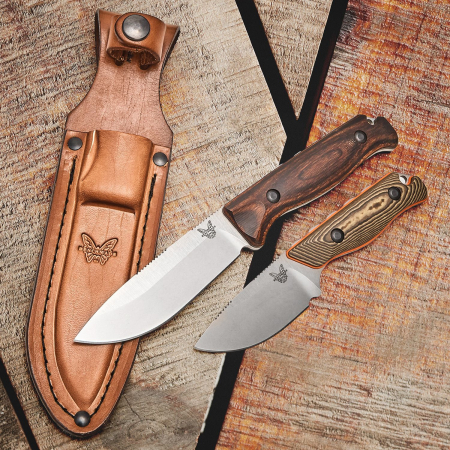 Benchmade – 15002 – Saddle Mountain Skinner – Fixed Blade Knife – CPM S30V Stonewash Drop Point – Wood – Brown