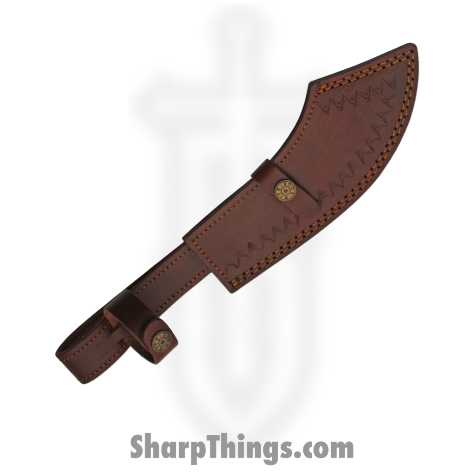 Damascus - DM1252 - Scimitar Bowie - Fixed Blade Knife - Damascus - Walnut Turquoise - Brown Blue - Image 3