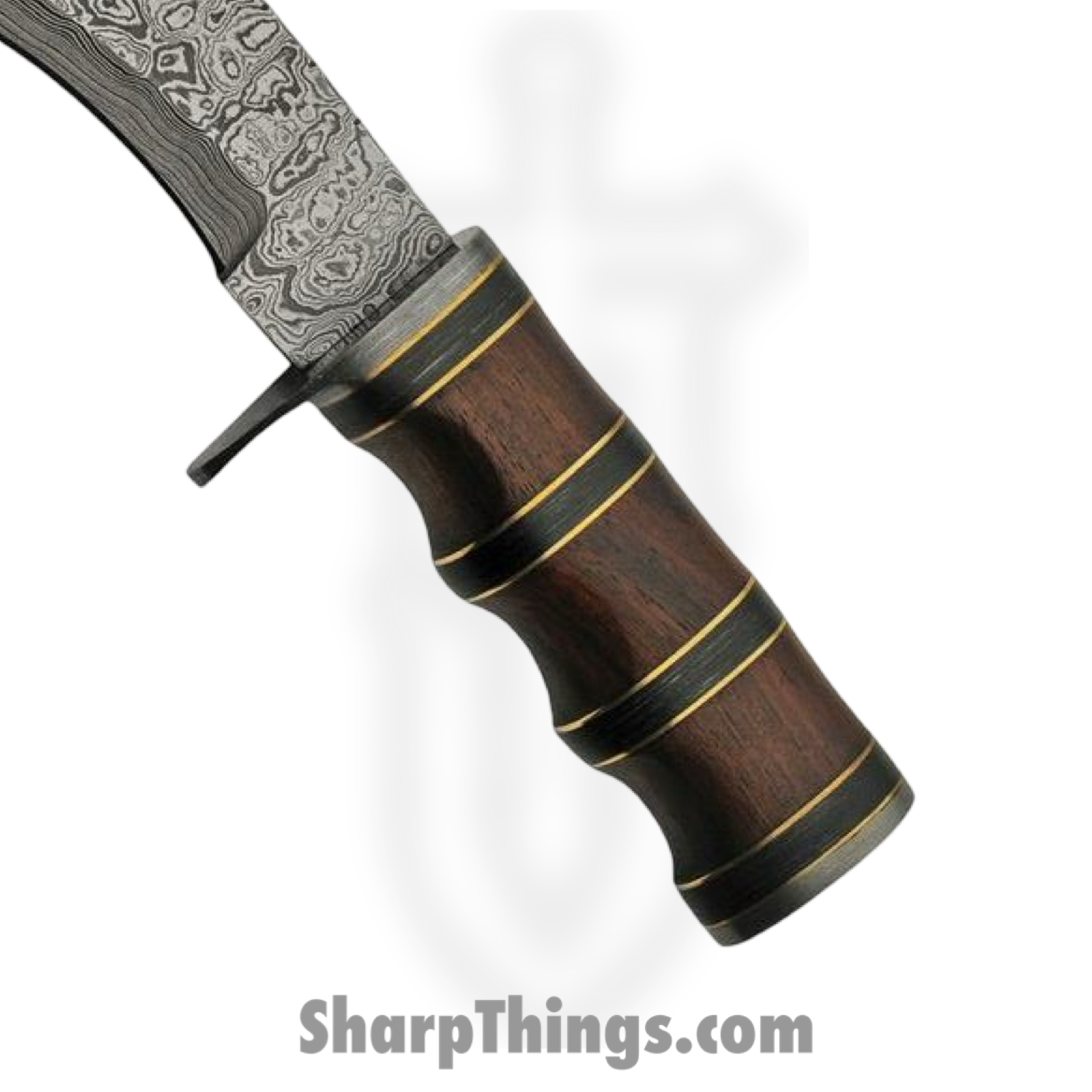 Damascus - DM1261 - Bowie - Fixed Blade Knife - Damascus Kukri - Rosewood/Pakkawood - Brown Black - Image 3