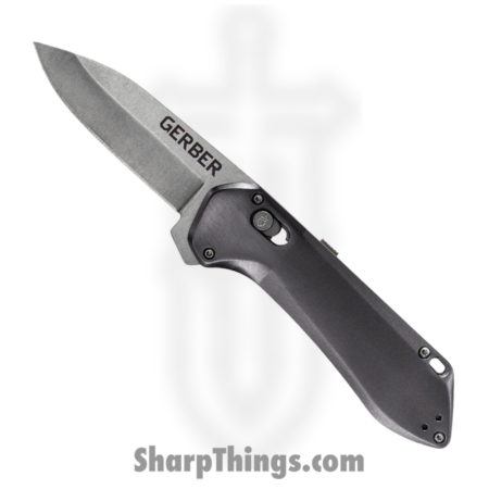 Gerber – G1637 – Highbrow – Assisted Open Knife – 7Cr17MoV Satin Drop Point – Aluminum – Grey