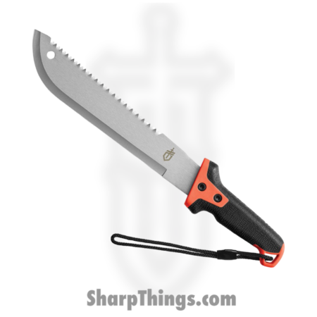 Gerber – G3154 – Compact Clearpath Machete – Fixed Blade Knife – Stainless Blasted Sawback – Gator Grip – Black Orange