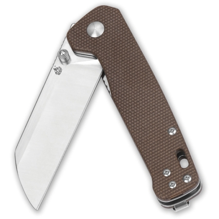 QSP Knife – QS130A – Penguin Linerlock Folding Knife – Satin D2 Linen Micarta – Brown