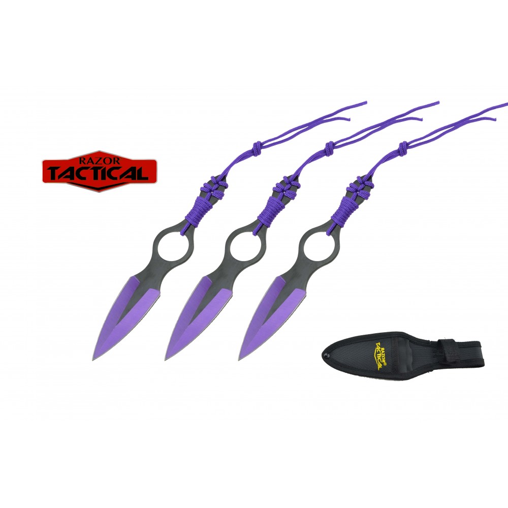 Razor Tactical - 3pc Throwing Knife Set Purple - Sharp Things OKC