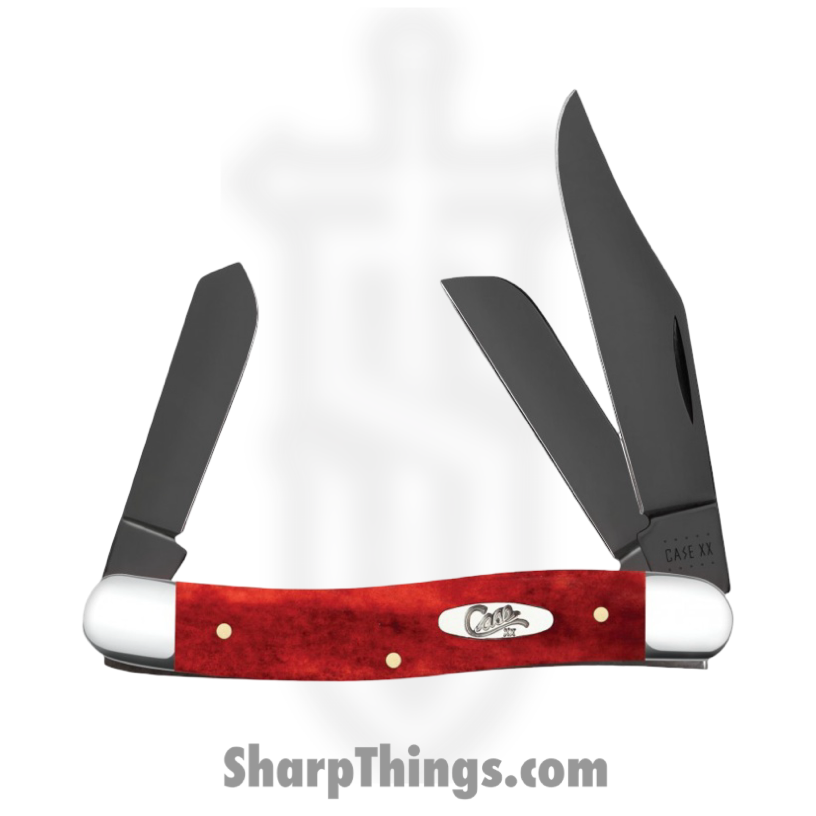 Case Cutlery - CA10893 - Stockman - Folding Knife - Tru-Sharp Stainless Coated Clip, Sheepsfoot, Spear Point - Bone - Red
