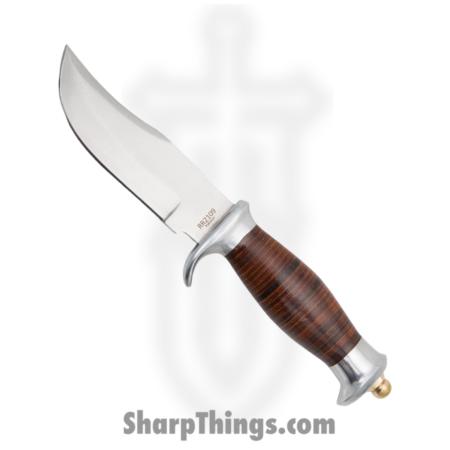 Rough Ryder – RR2109 – Hunter – Fixed Blade Knife – 440A Polished Clip Point – Leather – Brown