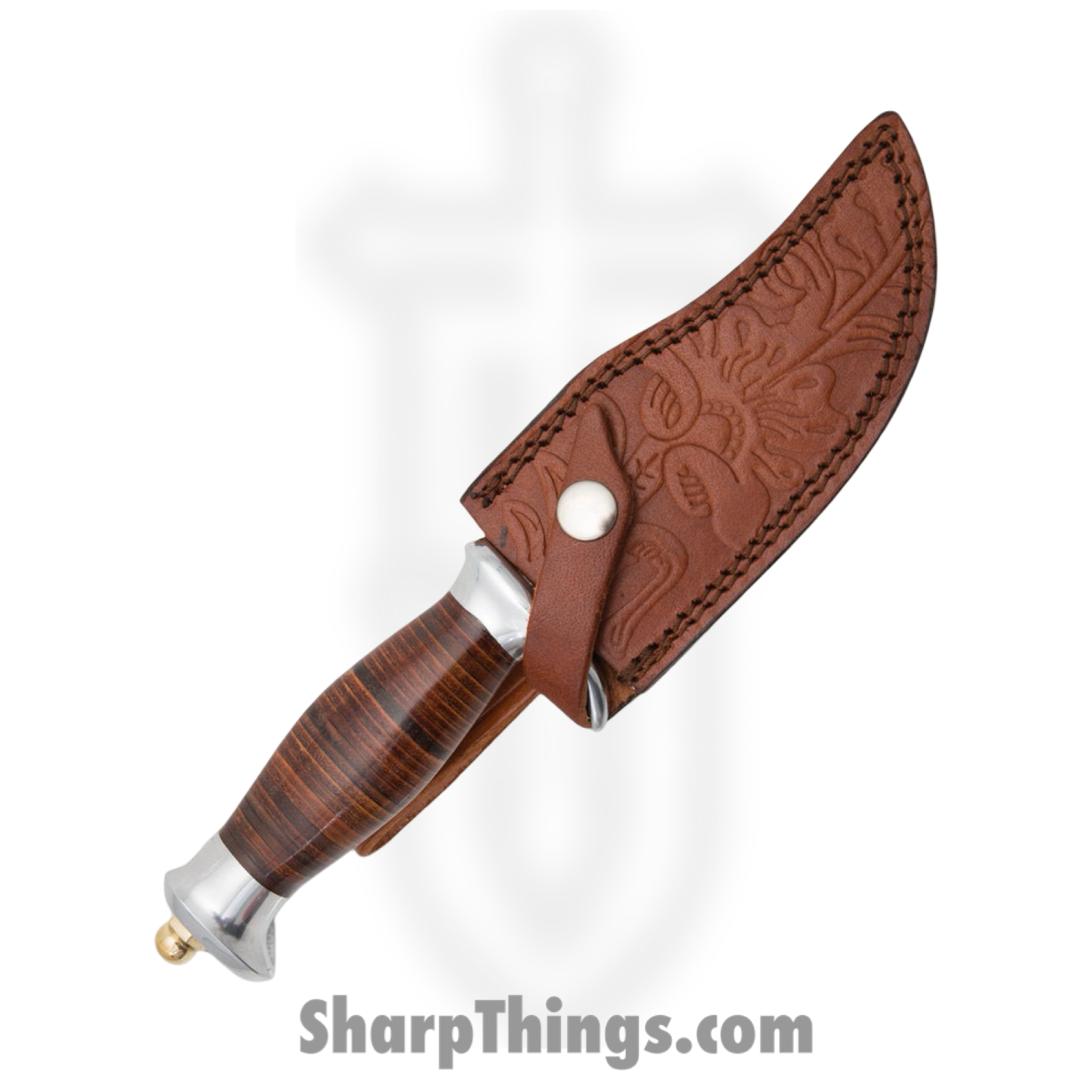 Rough Ryder - RR2109 - Hunter - Fixed Blade Knife - 440A Polished Clip Point - Leather - Brown - Image 3