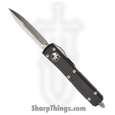 Microtech – 122-4 – Ultratech – OTF Auto – Elmax, M390, 204P Satin Dagger – 6061-T6 Aluminum – Black