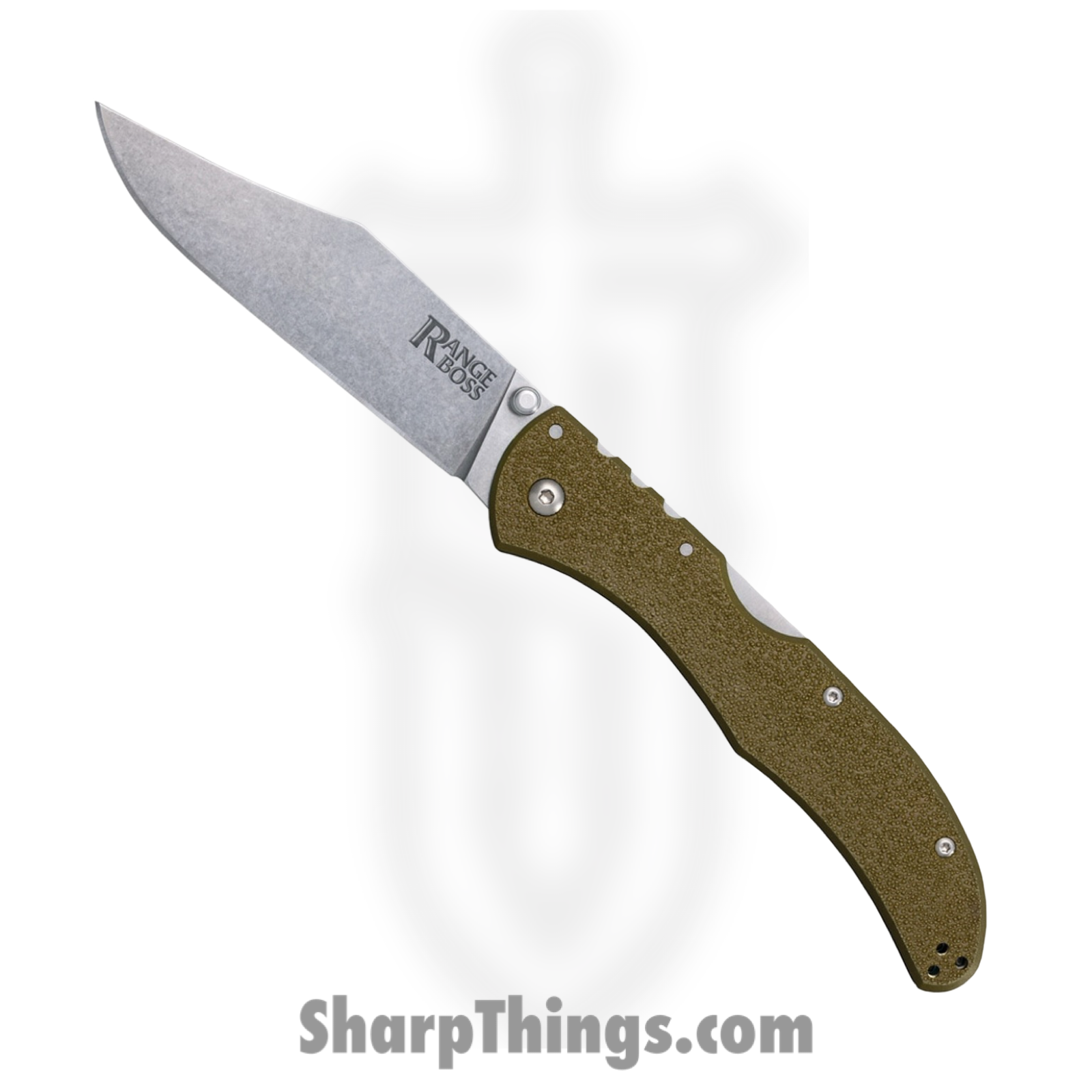 Cold Steel - CS20KR7 - Range Boss - Folding Knife - 4034 SS Stonewash Clip Point - Zy-Ex - OD Green