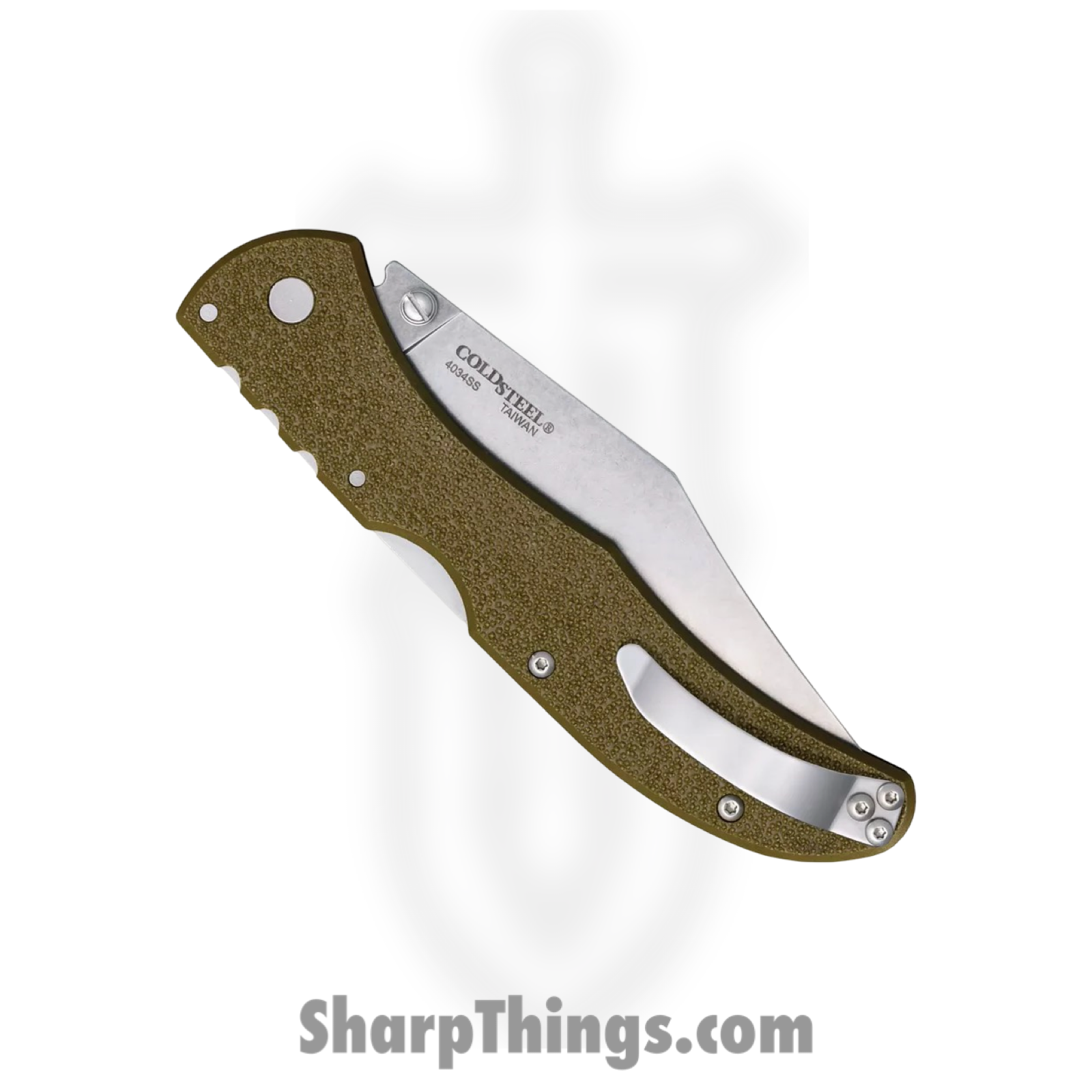 Cold Steel - CS20KR7 - Range Boss - Folding Knife - 4034 SS Stonewash Clip Point - Zy-Ex - OD Green - Image 2