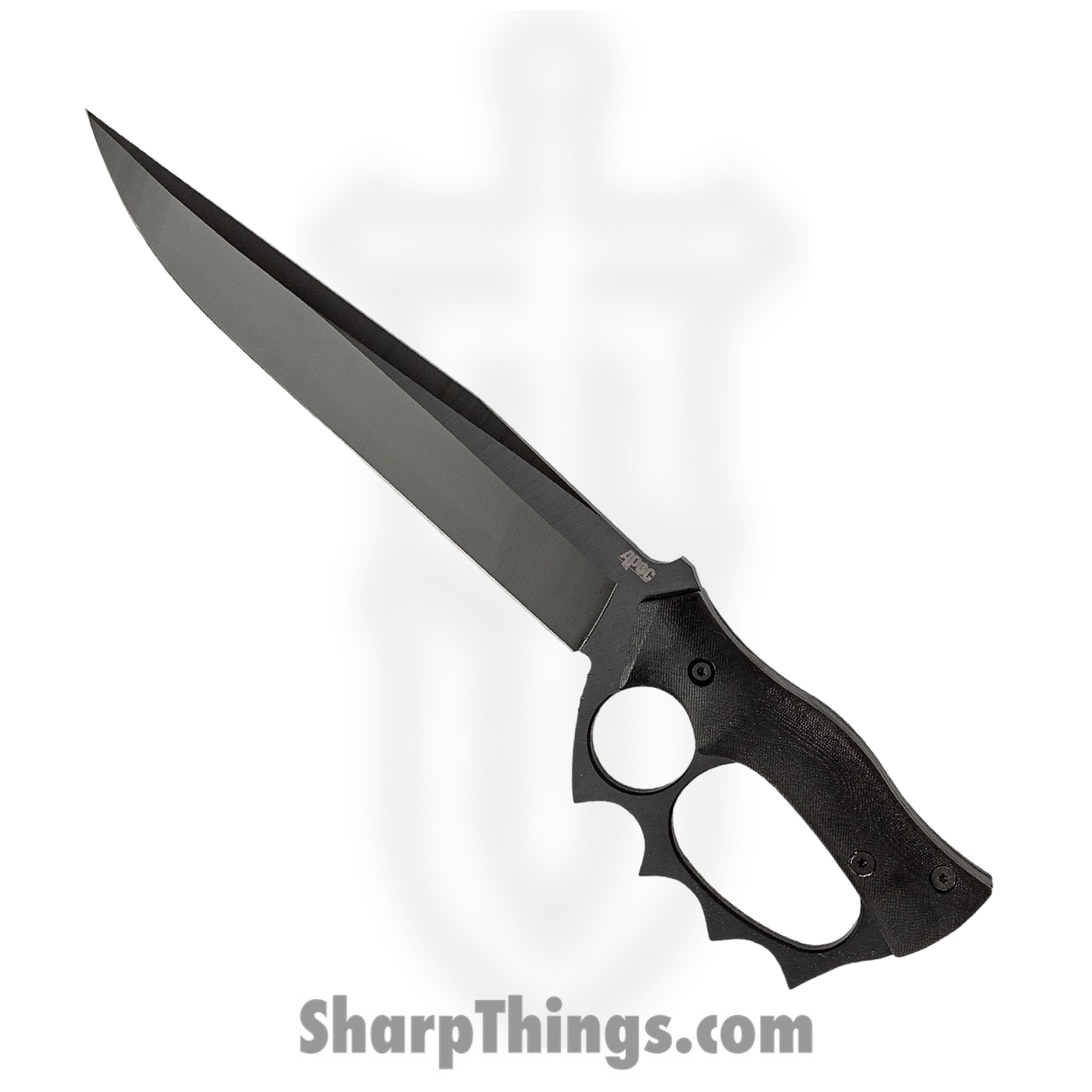 APOC - DRK35610 - Last Chance Trench - Fixed Blade Knife - 9260 Steel Coated Bowie - G10 - Black