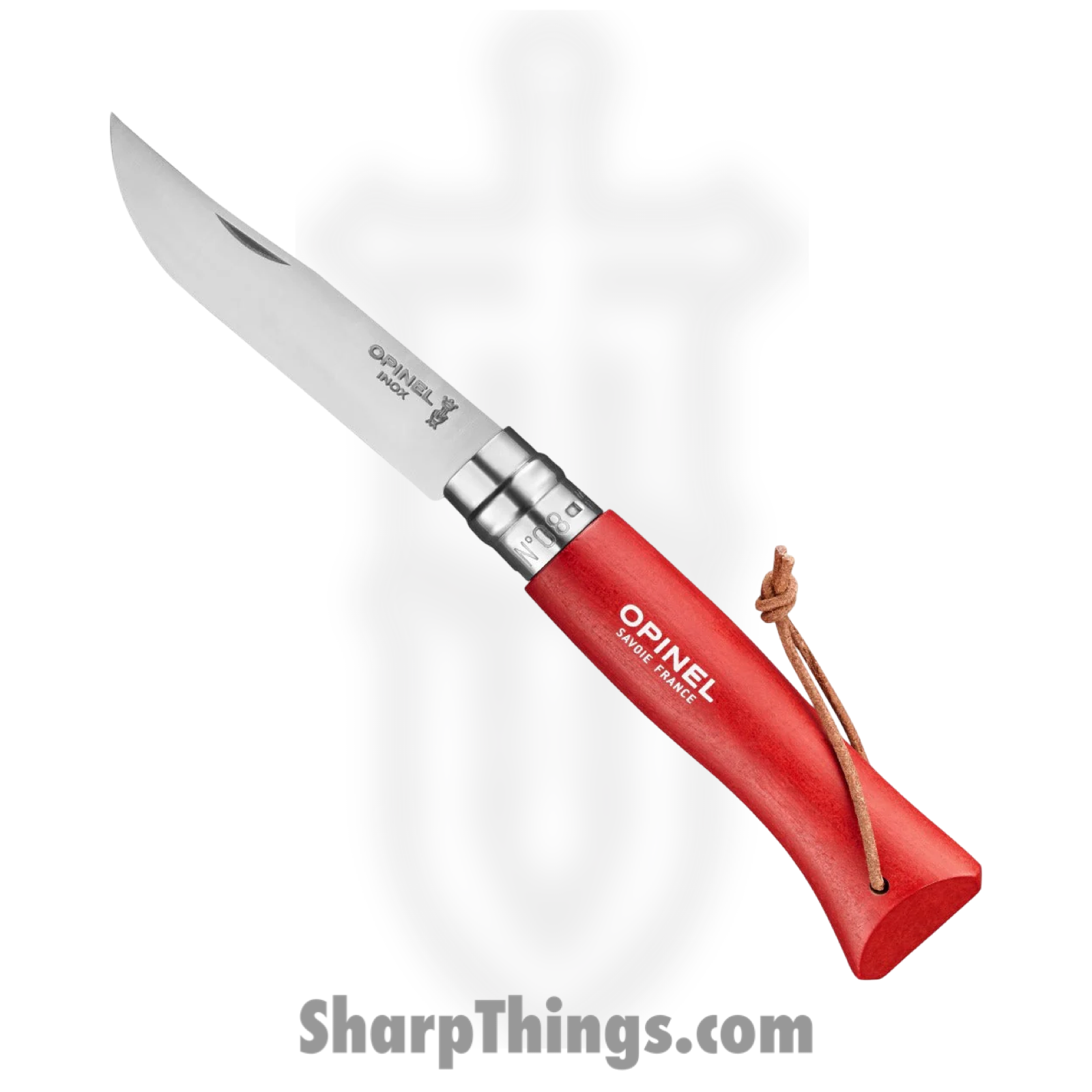 Opinel - OP01840RDGY - No 8 - Folding Knife - 12C27 Satin Drop Point - Wood - Red