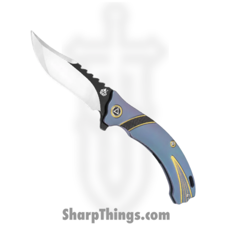 QSP – QS119A – Kylin – Folding Knife – S35VN Two Tone Clip Point – Titanium CF Inlay – Blue Black Yellow