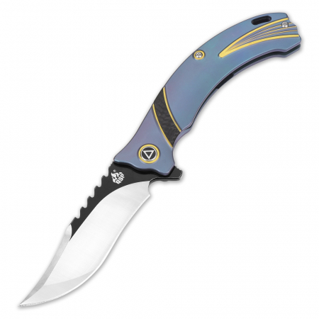 QSP Knife – Kylin QS119A Drop Point – CPM S35VN Satin – Titanium CF – Multicolor