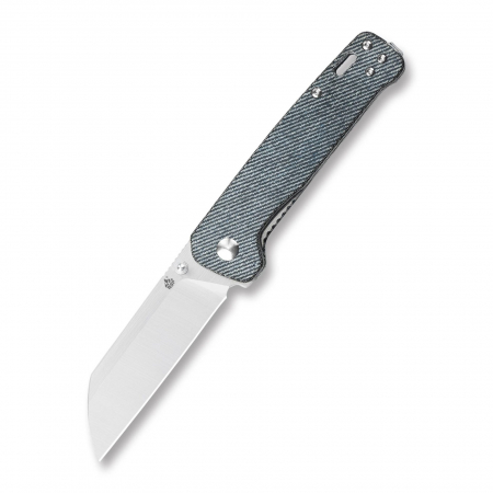 QSP Knives – QS130B – Penguin – Folding Knife – D2 Tumbled Sheepsfoot – Linen Micarta – Blue