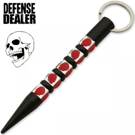 Misc – Defense Kubotan – 5 Skulls – Black & Red