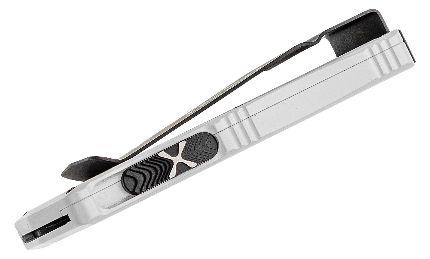 Microtech - 157-1ST - Stormtrooper Exocet Money Clip - OTF Auto - Elmax, M390, 204P Coated Dagger - 6061-T6 Aluminum - White - Image 7