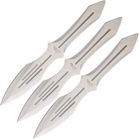 Rite Edge – CN211230SL – 3 Piece Throwing Knife Set – Fixed Blade Knife – Stainless Steel Satin – Skeletonized – Gray