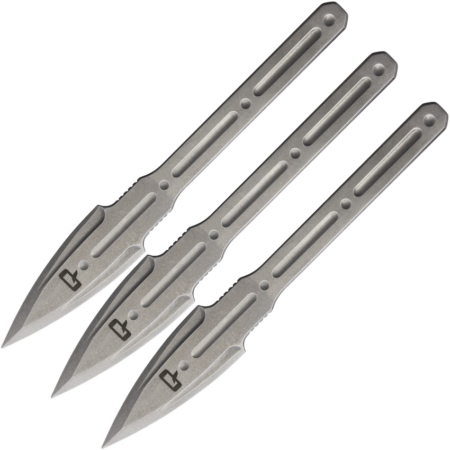 Quartermaster – QTRKT1 – Kogi Thrower Set – Fixed Blade Knife – Stainless Steel Stonewash  – Stainless Steel – Silver