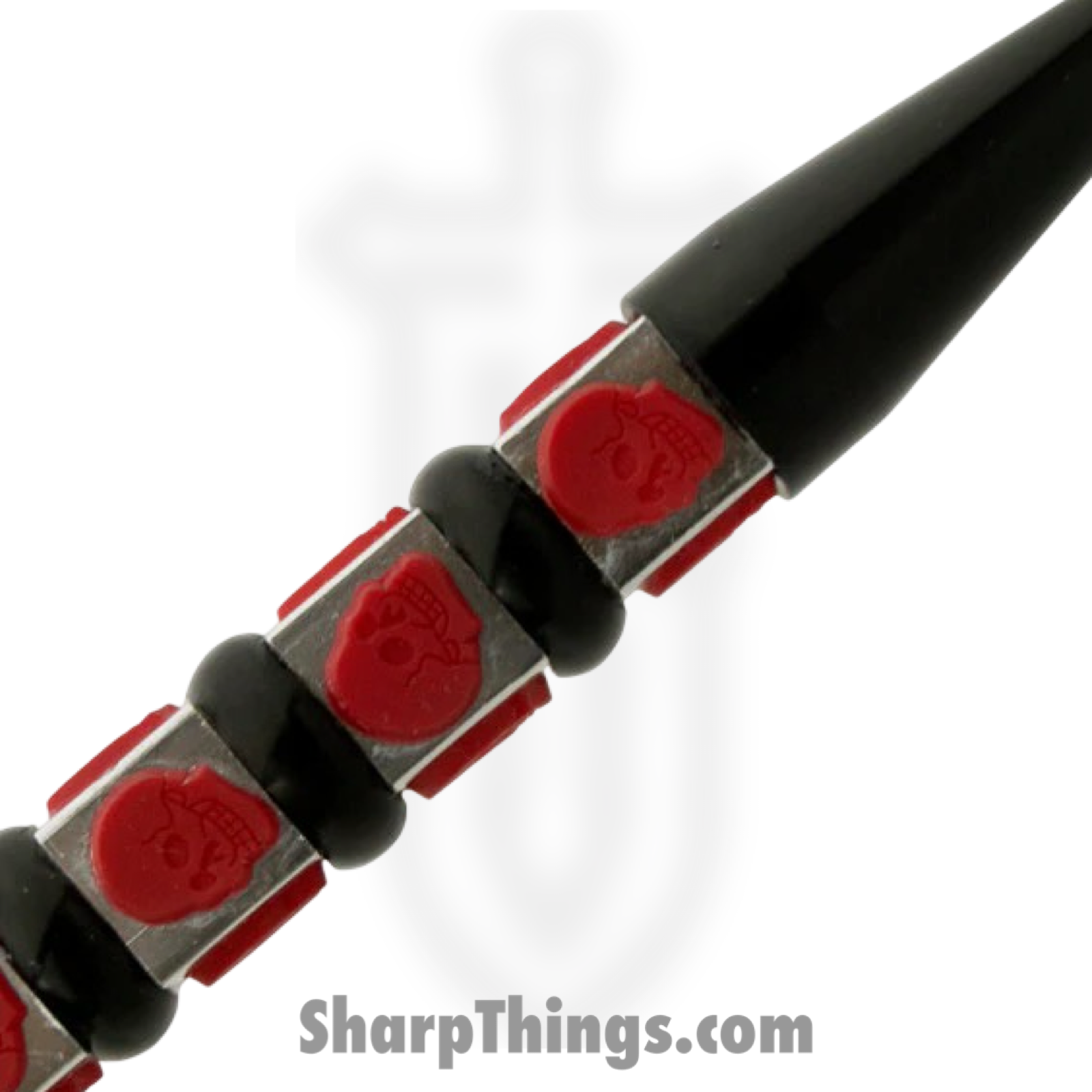 VOC - P15942RDSK - Defense Kubotan 5 Skulls - Steel - Black Red - Image 2