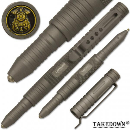TakeDown – TDH77 – PD Tactical Self Defense Tool & Pen – Aluminum – Grey