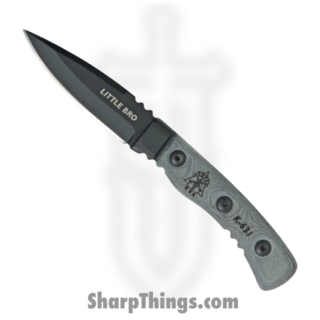 Tops – TPLBRO01 – Little Bro – Fixed Blade Knife – 1095 HC Coated Spear Point – Micarta – Gray