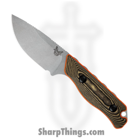 Benchmade – 15017-1 – Hidden Canyon Hunter – Fixed Blade Knife – S90V Stonewash Drop Point – Richlite G10 – Brown Orange