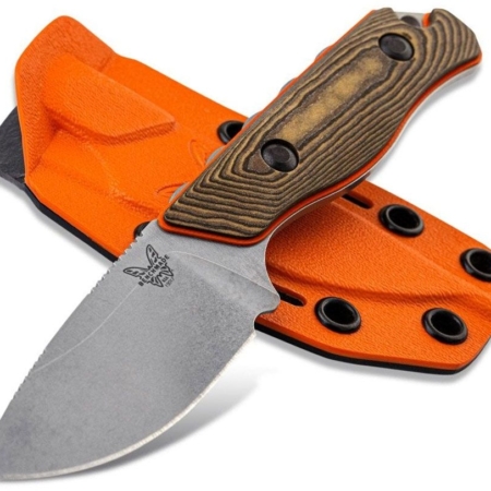 Benchmade – BM15017-1 – Hidden Canyon Hunter – Fixed Blade Knife – S90V Stonewash Drop Point – Richlite G10 – Brown Orange
