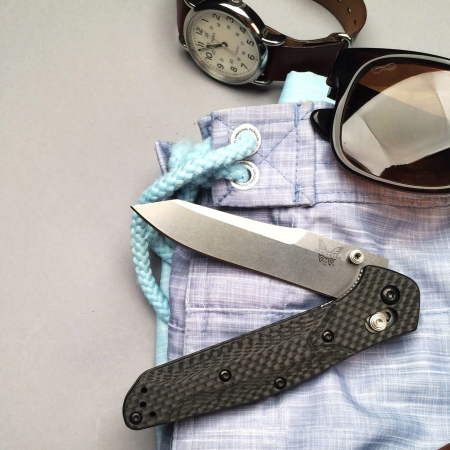 Benchmade – 940-1 – Osborne – Folding Knife – S90V Stonewash Reverse Tanto – Carbon Fiber – Black