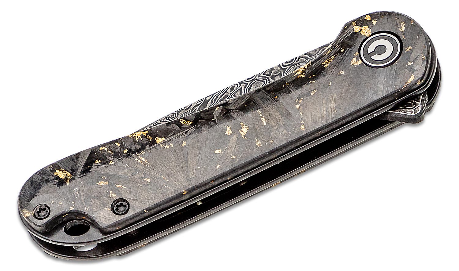 Civivi - CIVC907CDS1 - Elementum Flipper Knife - Damascus Carbon Fiber - Contoured Gold - Image 7