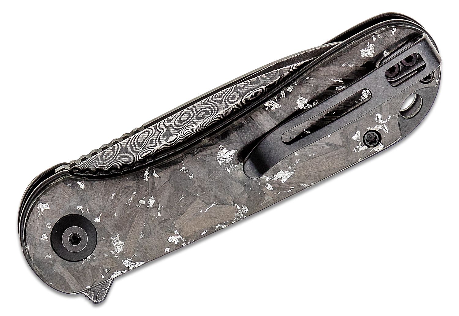 Civivi - CIVC907CDS2 - Elementum Flipper Knife - Damascus Carbon Fiber - Contoured Silver - Image 8