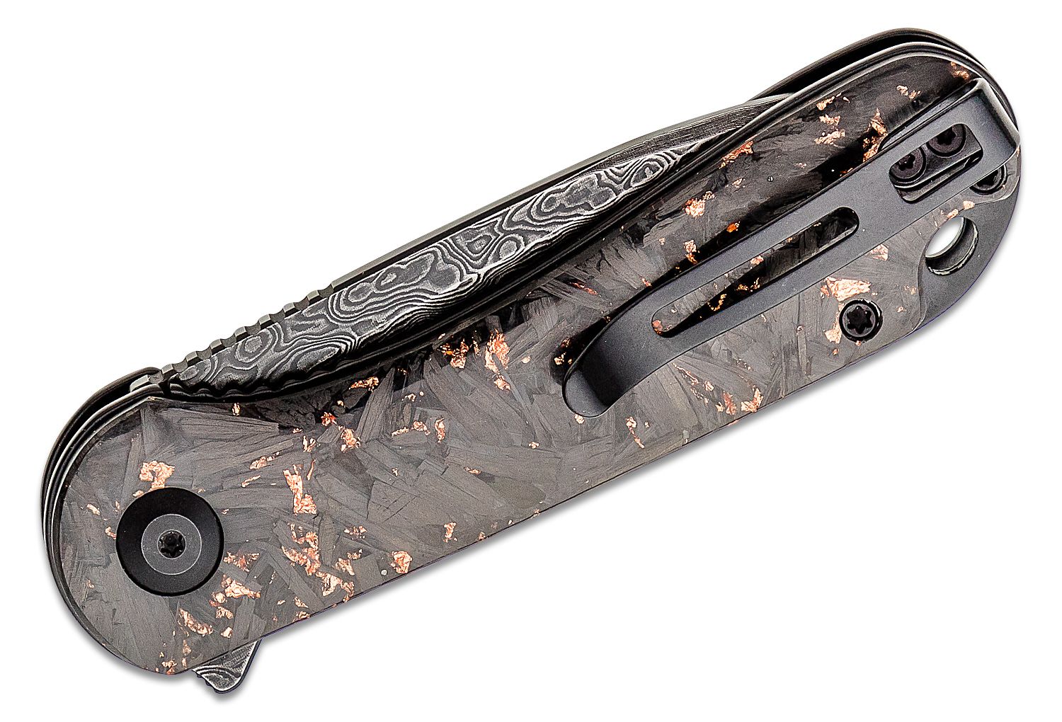 Civivi - CIVC907CDS3 - Elementum Flipper Knife - Damascus Carbon Fiber - Contured Copper - Image 8