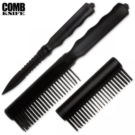 Misc – PTCOMBK – CIA Agent Comb Knife – Fixed Blade Knife – ABS – Black