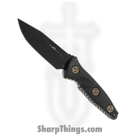 Microtech – 113M-1DLCTCFS – Socom Alpha Mini – Fixed Blade Knife – M390, 204P, Elmax, or XHP Coated Clip Point – Carbon Fiber – Black
