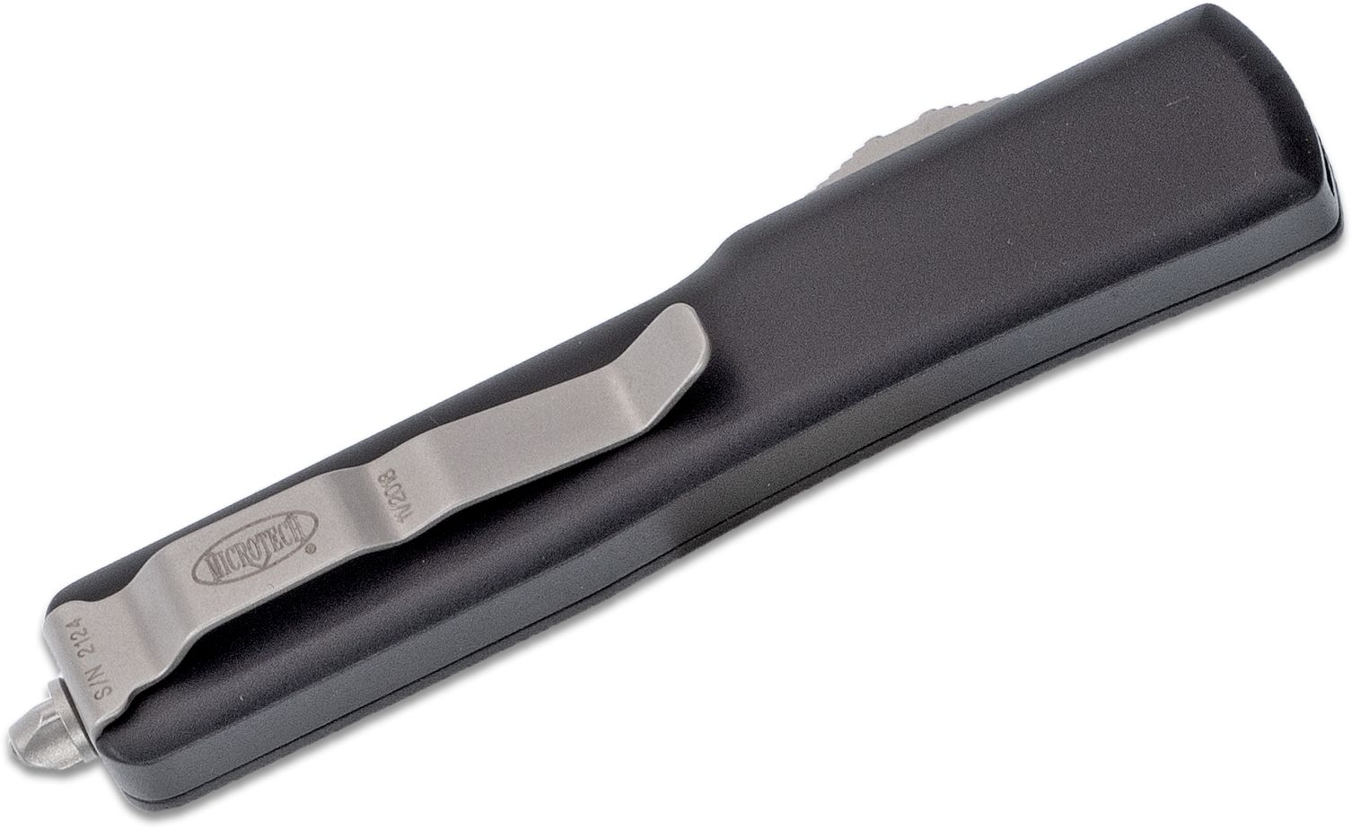 Microtech - 148-10 - UTX-70 - OTF Auto - Elmax, M390, 204P Stonewash Drop Point - 6061-T6 Aluminum - Black - Image 7