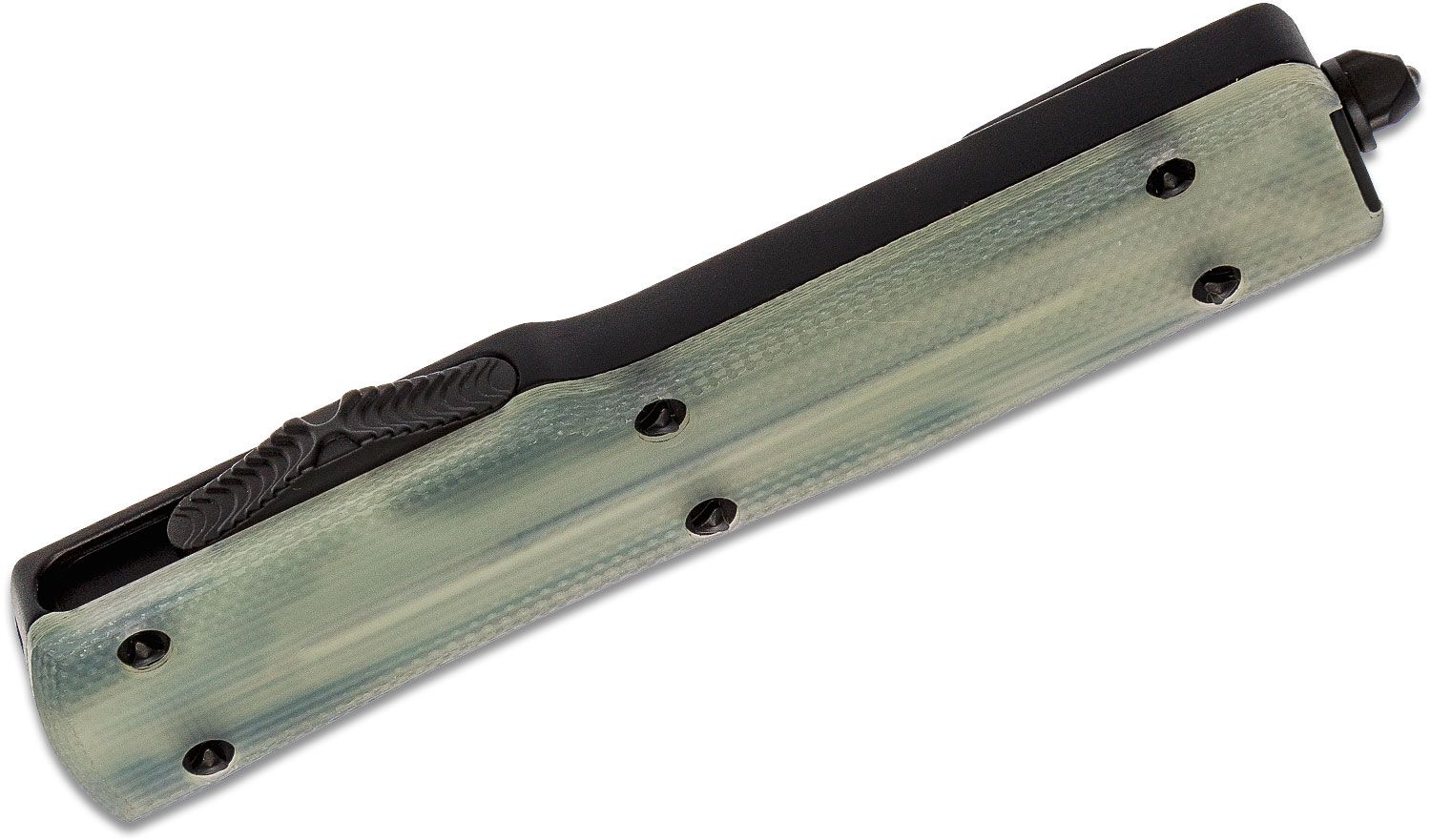 Microtech - 149-1GTJGS - UTX-70 Signature Series - OTF Auto - Elmax, M390, 204P Two Tone Tanto - 6061-T6 Aluminum/G10 - Black/Jade - Image 6