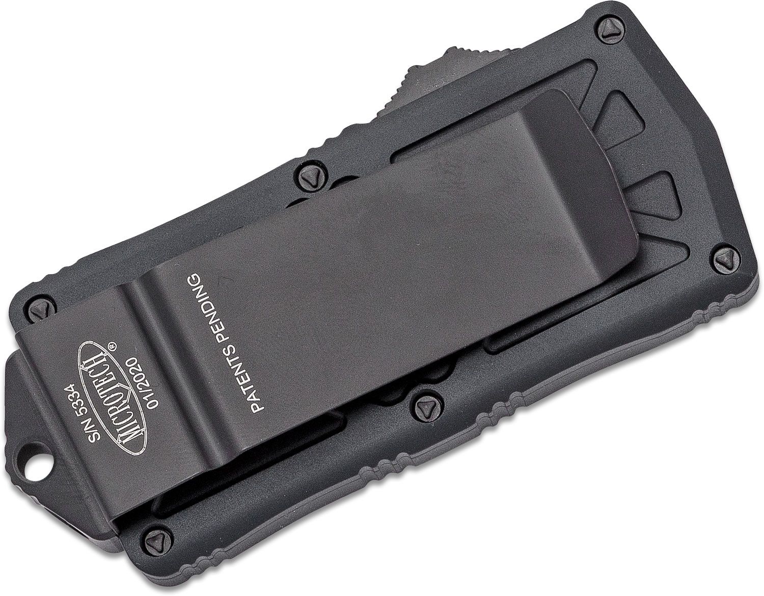 Microtech - 157-1T - Exocet Tactical Money Clip - OTF Auto - Elmax, M390, 204P Coated Dagger - 6061-T6 Aluminum - Black - Image 7