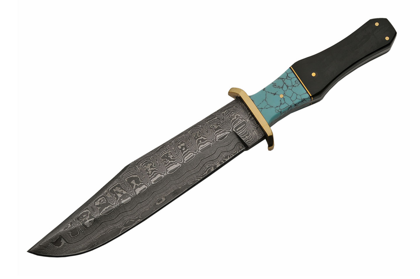 Damascus - DM1149 - Bowie Clip Point Knife - Damascus Horn - Turquoise ...