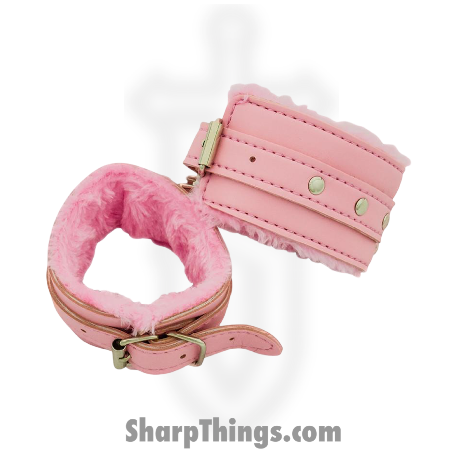 VOC - A-FD-4502-PK - Fur Lined Handcuffs - Leather - Pink