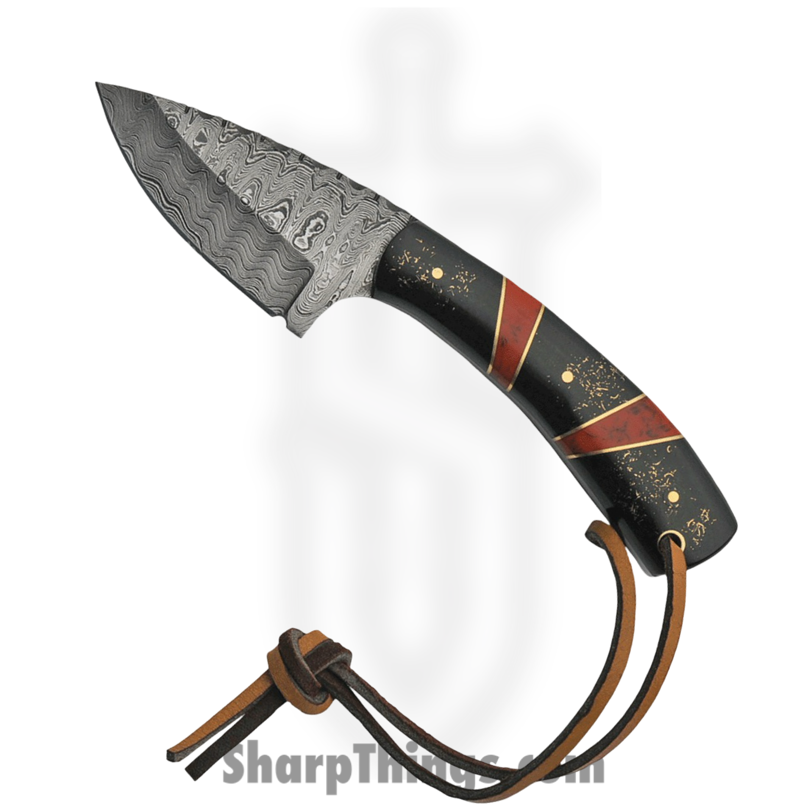 Damascus - DM1233RD - Hunter - Fixed Blade Knife - Damascus Spear Point - Polymer - Black Red