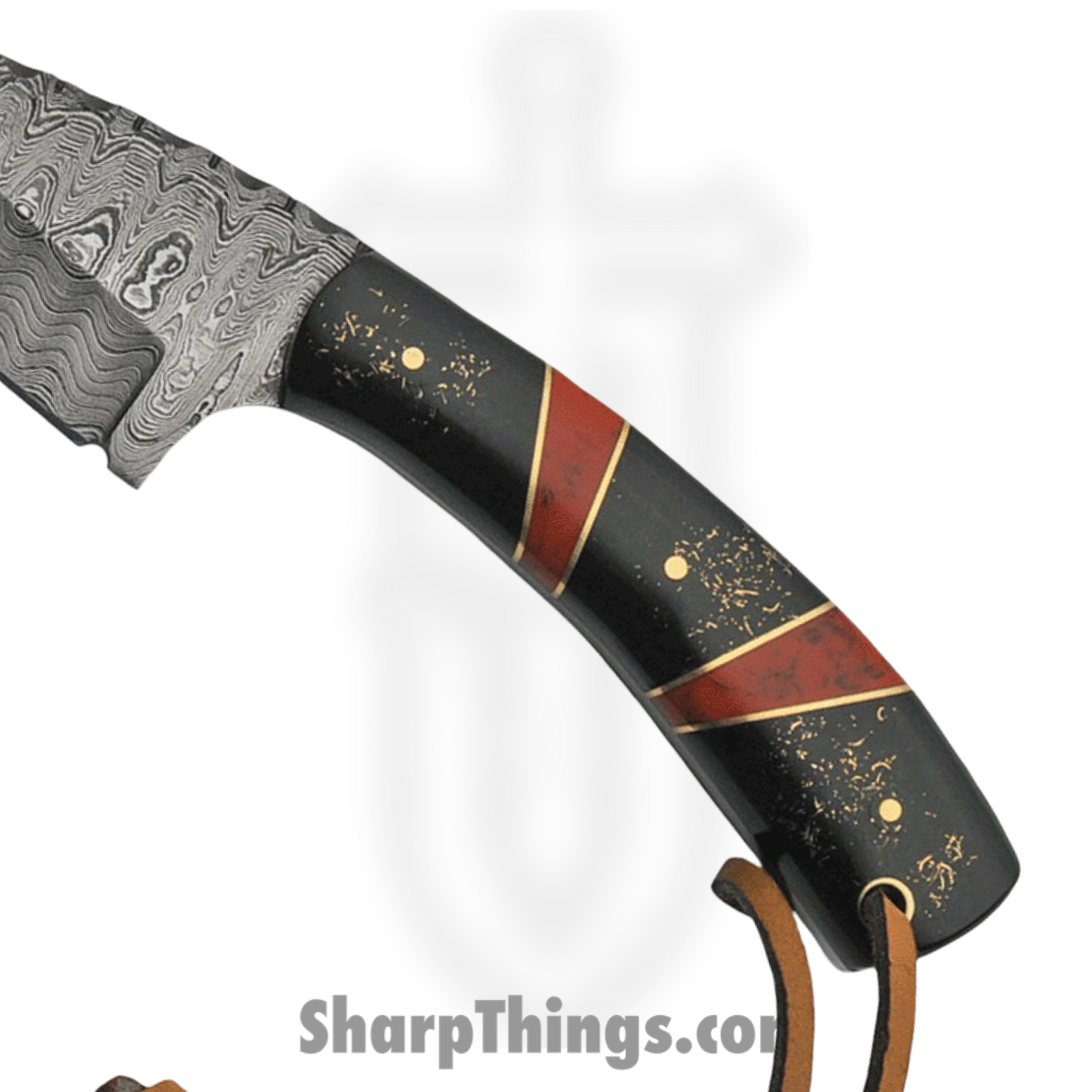 Damascus - DM1233RD - Hunter - Fixed Blade Knife - Damascus Spear Point - Polymer - Black Red - Image 2