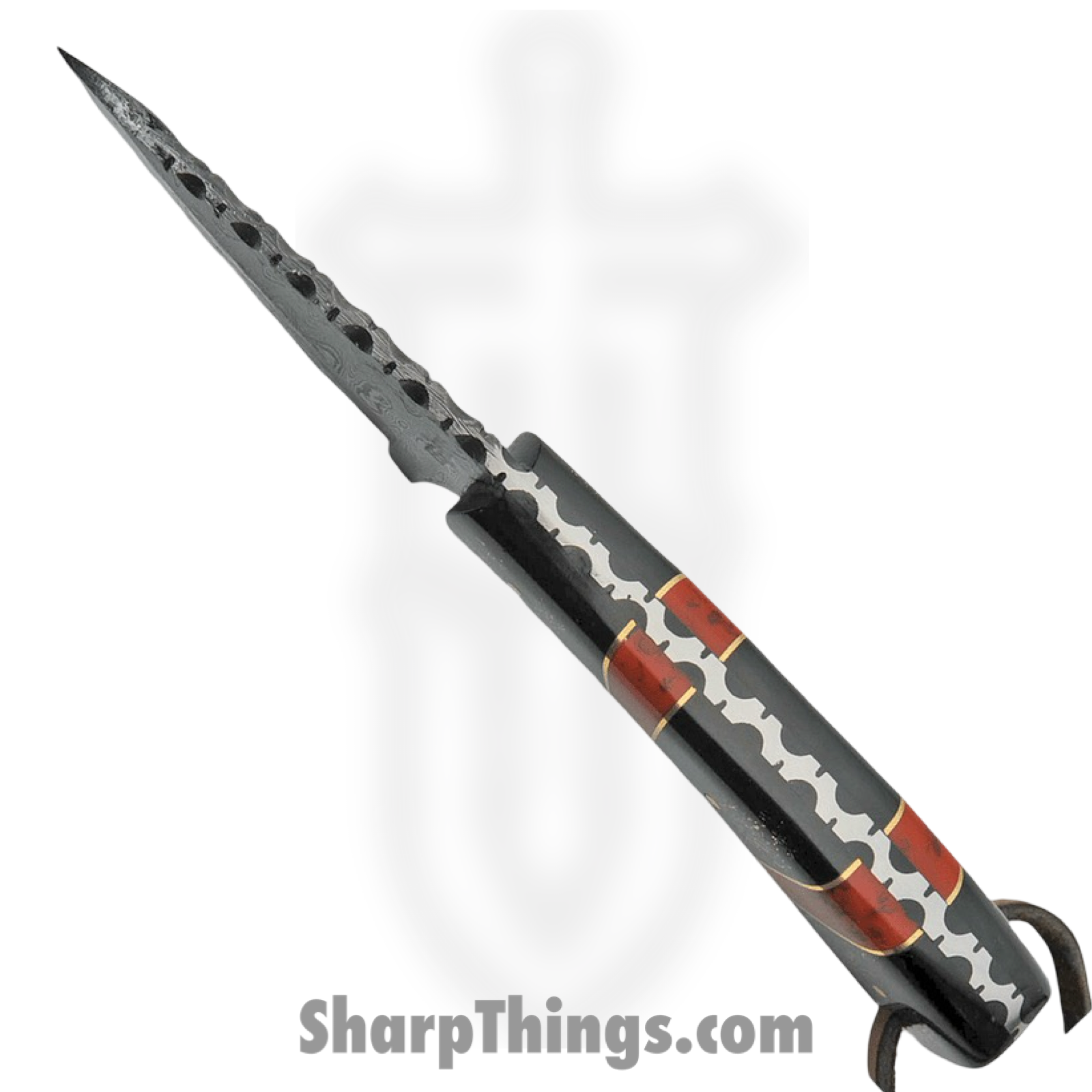 Damascus - DM1233RD - Hunter - Fixed Blade Knife - Damascus Spear Point - Polymer - Black Red - Image 3