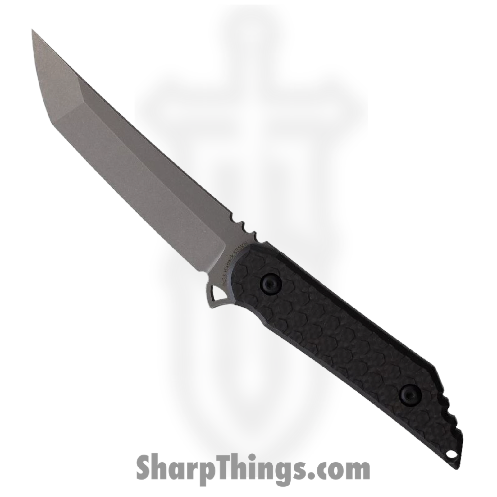 Hoback Knives - HOB003S - Kwaiback - Fixed Blade Knife - S35VN Stonewash Tanto - Carbon Fiber - Black