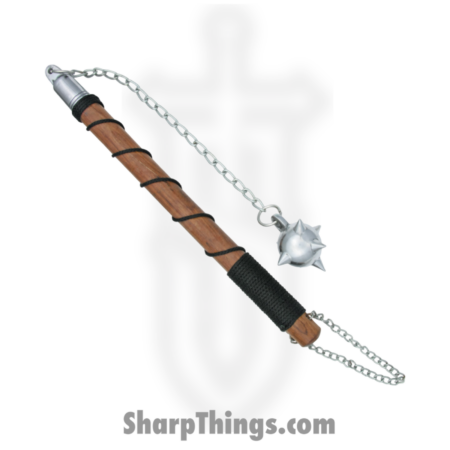 Pakistan Cutlery – PA200609 (2) – Single Ball Mace – Cast Metal   – Wrapped Wood – Brown